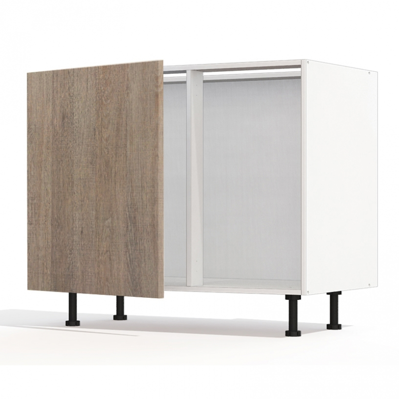 Meuble bas d'angle sous évier chêne foncé 1 porte 60cm larg. 100cm x H71.5cm