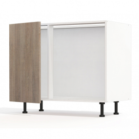 Meuble bas d'angle sous évier chêne foncé 1 porte 40cm larg. 100cm x H71.5cm