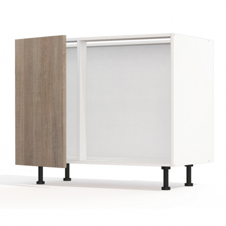 Meuble bas d'angle sous évier chêne foncé 1 porte 40cm larg. 100cm x H71.5cm