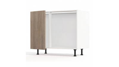 Meuble bas d'angle sous évier chêne foncé 1 porte 40cm larg. 100cm x H71.5cm