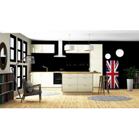 Mon Espace Maison - Facade tiroir cuisine stratifie vanille brillant chants bicolores