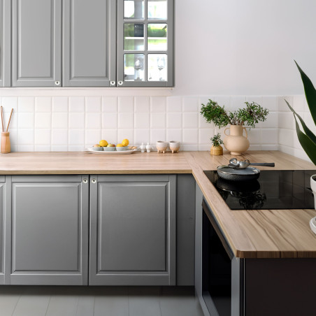 Cuisine moulurée couleur gris ou blanc satiné │ Mon Espace Maison