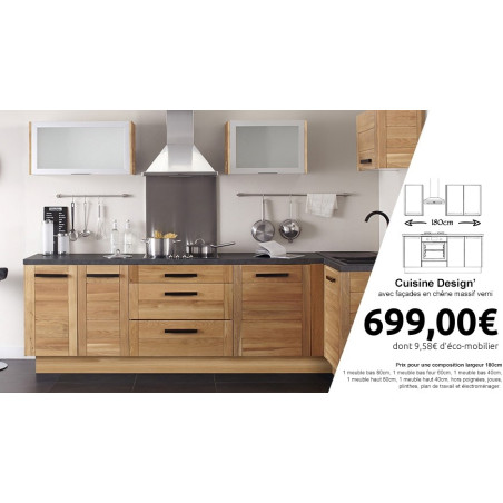 Cuisine en chêne massif vernis │ Mon Espace Maison