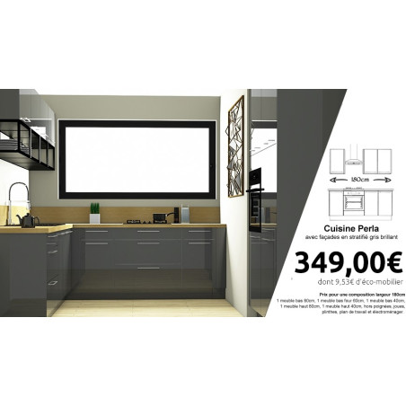 Cuisine laquée gris brillant │ Mon Espace Maison