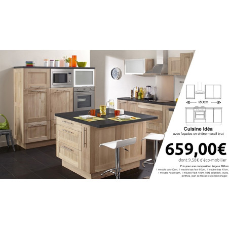 Cuisine en chêne massif brut moulurée │ Mon Espace Maison